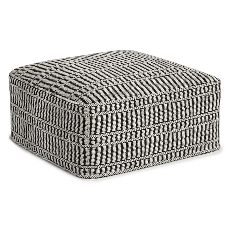 WYNDENHALL Wonda Square Woven Pouf in Recycled PET Polyester & Assembled