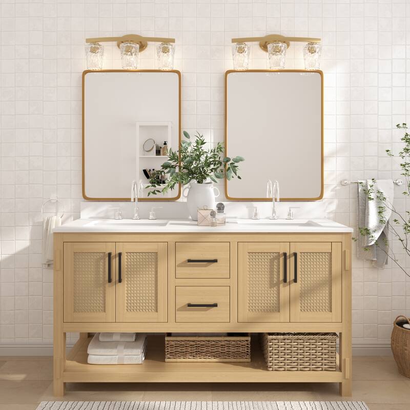 Modern Industrial 3-light Modern Bathroom Vanity Light with Art Glass