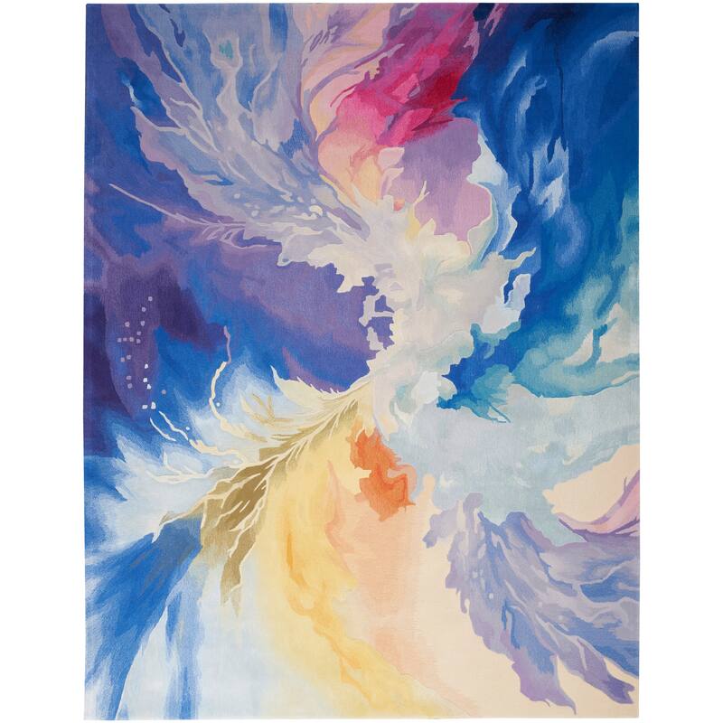 Nourison Prismatic Indoor only Abstract Area Rug - 7' 9" x 9' 9" - Blue/Multicolor - Rectangle