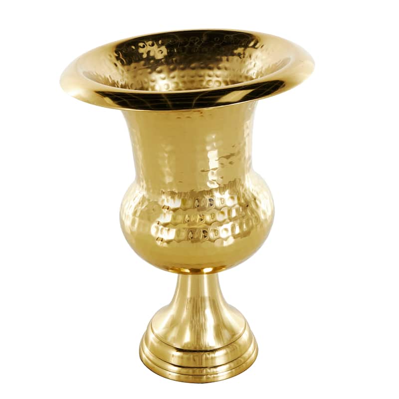 Gold or Silver Aluminum Metal Goblet Inspired Hammered Vase