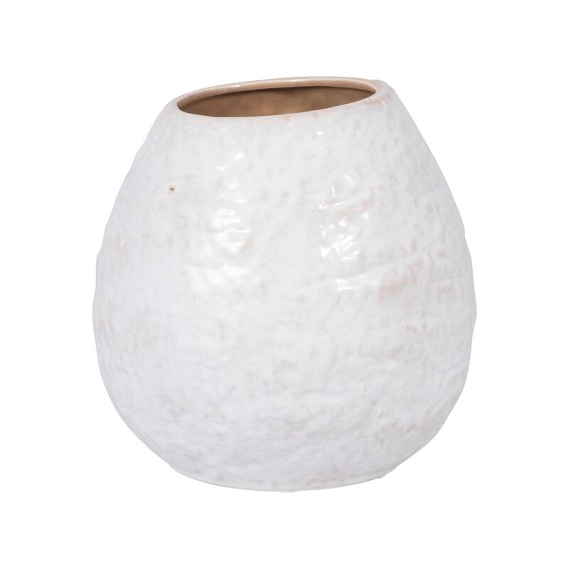 Sagebrook Home Ceramic Ivory Round Textured Round Vase