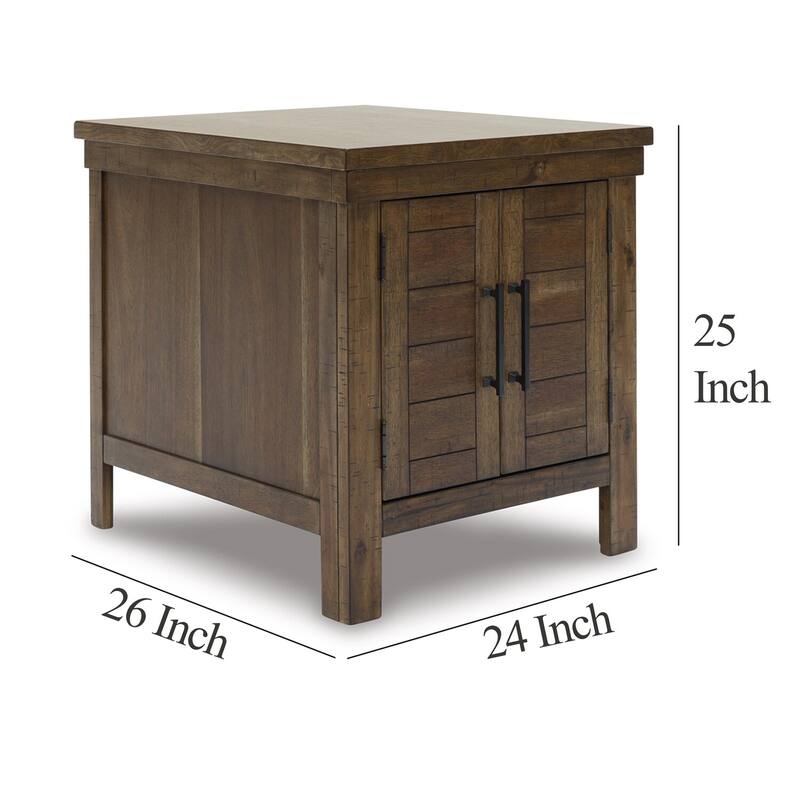 26 in. Brown Rectangle Wood End Table, Sturdy Build End Side Table for Living Rooms