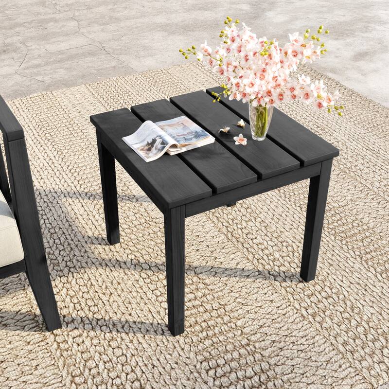 Outdoor Patio Teak Wood Side Table Coffee Table - Side table - Black