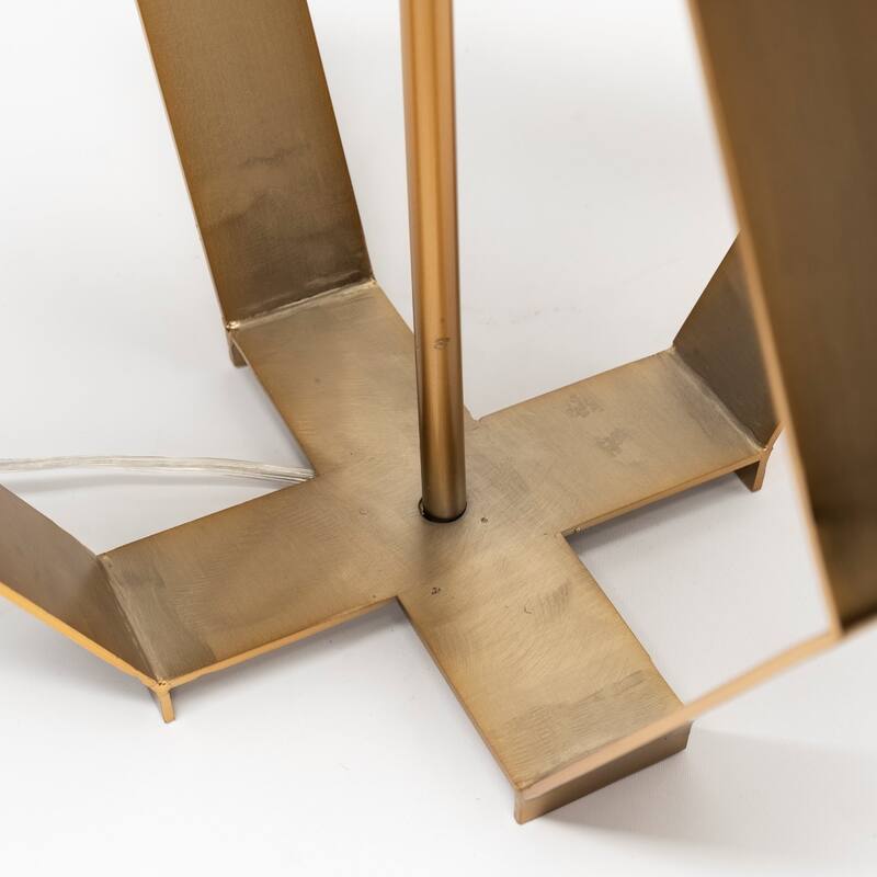 Gold Metal Geometric Table Lamp with 3 Way Switch Slip UNO Fitter - 17” x 17” x 26.6” (D x W x H)