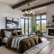 preview thumbnail 7 of 24, Farmhouse 6-Light Wagon Wheel Wood Chandelier with Seeded Glass Shade for Dining Living Room