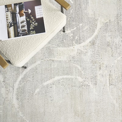 EXQUISITE RUGS Fine Pure Silk Hand-knotted Silk Grey/Ivory Area Rug.