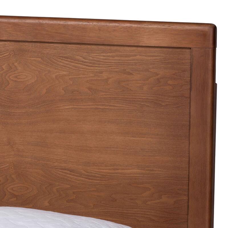 Jiro Platform Bed - Mid-Century Modern Wood Bed Frame with Panel Headboard and Angled Legs for Bedroom or Guest Room