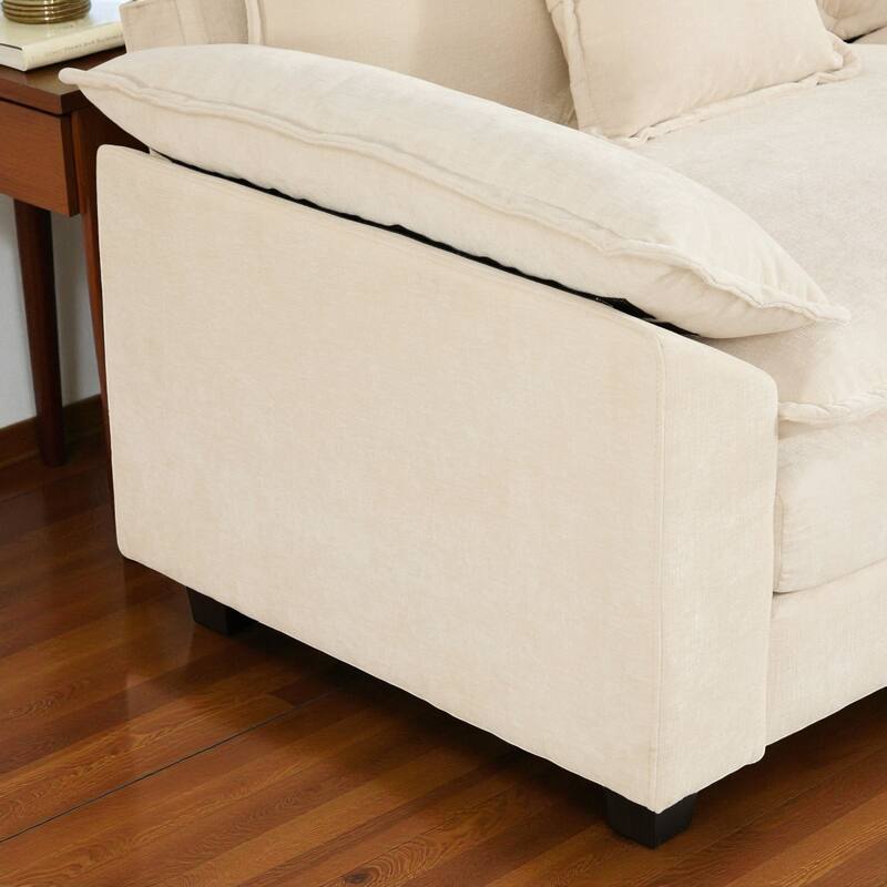 Modern Chenille Loveseat with Wide Armrests, Modular Small Couch for Living Room & Apartment, Double-Layer Cushion Comfort