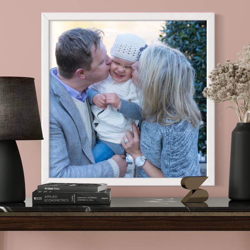 17x17 Contemporary White Wood Picture Square Frame - Picture Frame Includes UV Acrylic, Foam Board Backing, & Hanging Hardware!