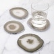 preview thumbnail 15 of 18, Modern Home Set of 4 Natural Agate Stone Coasters Natural/Silver