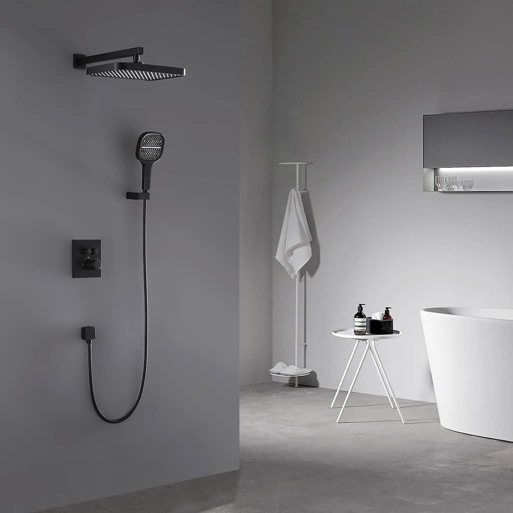 Matte Black shower heads Two-way thermostatic shower system