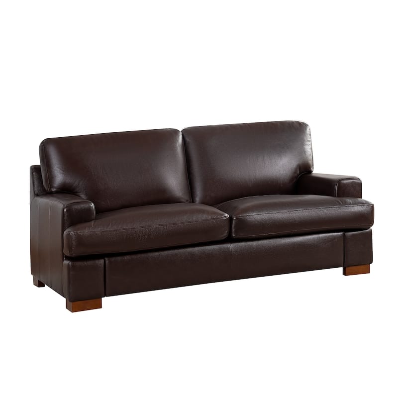 Genuine Leather Sofa Set - Chair, Loveseat & Sofa with Feather Cushions