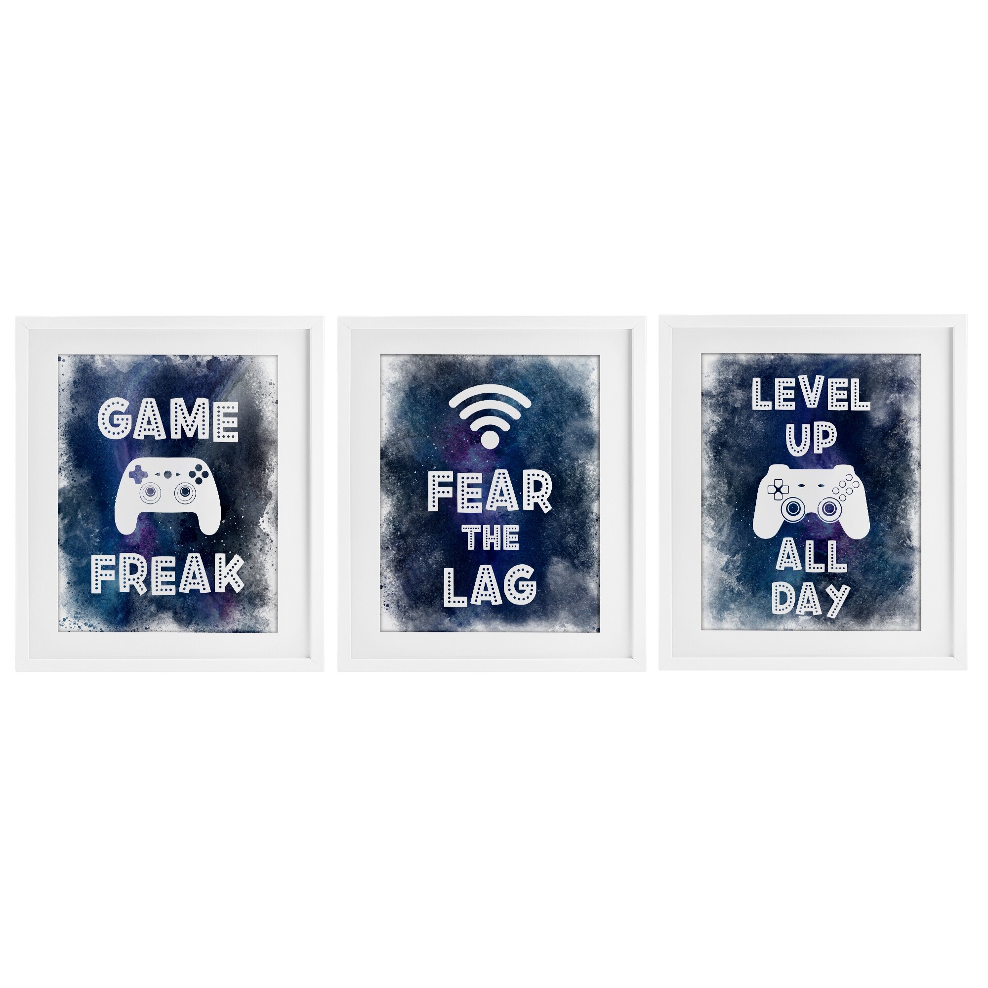 Stupell Gamer Quotes with Splash Under Glass Framed Design By Marcus Prime (Set of 3)