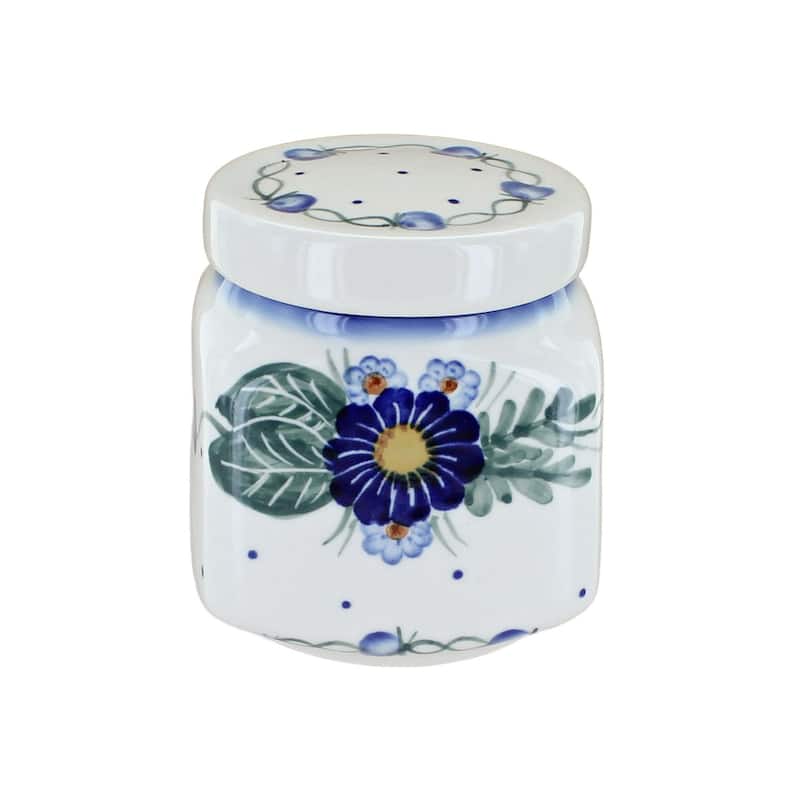 Blue Rose Polish Pottery 31C WR Unikat Small Canister - Forget Me Not