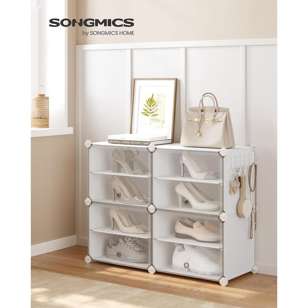 Shoe Rack, 4 Cubes Shoe Organizer with Doors