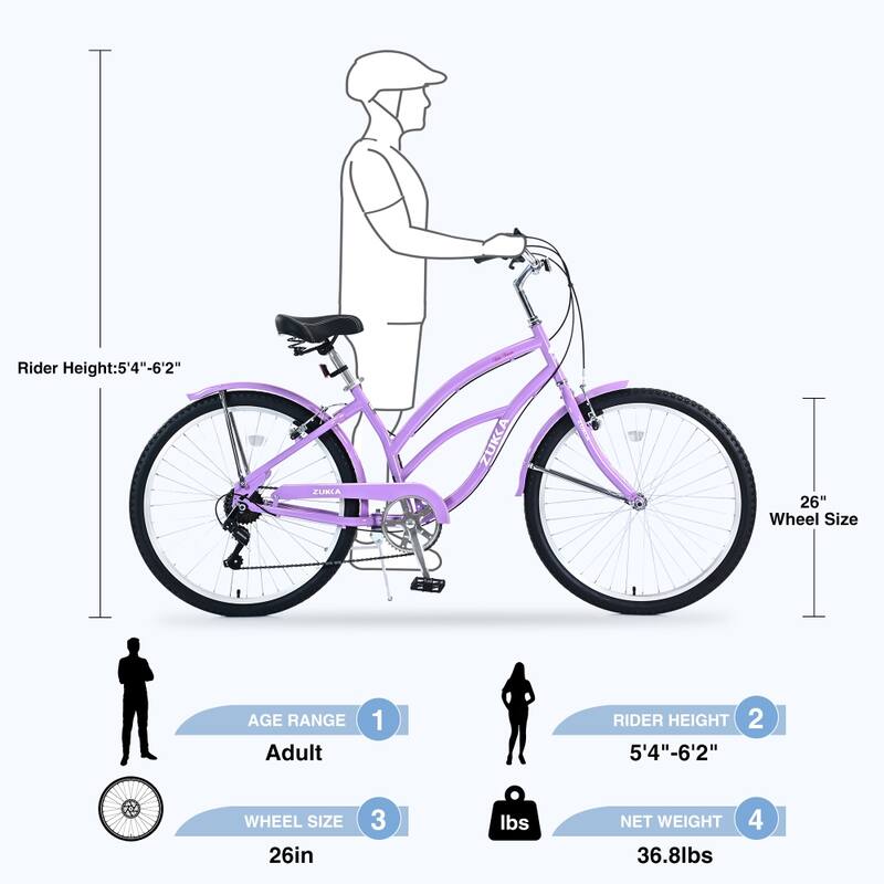 26 in. Steel 7 Speed Cruiser Bike for Women