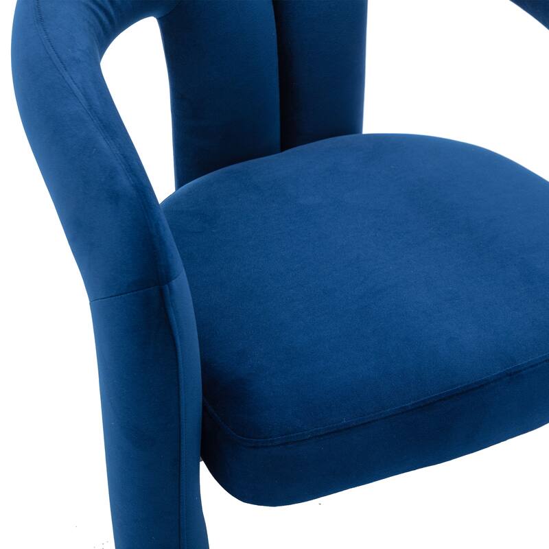 Navy Modern 25.2" Upholstered Accent Chair with Curved Circular Backrest and High-Density Foam (Set of 2)