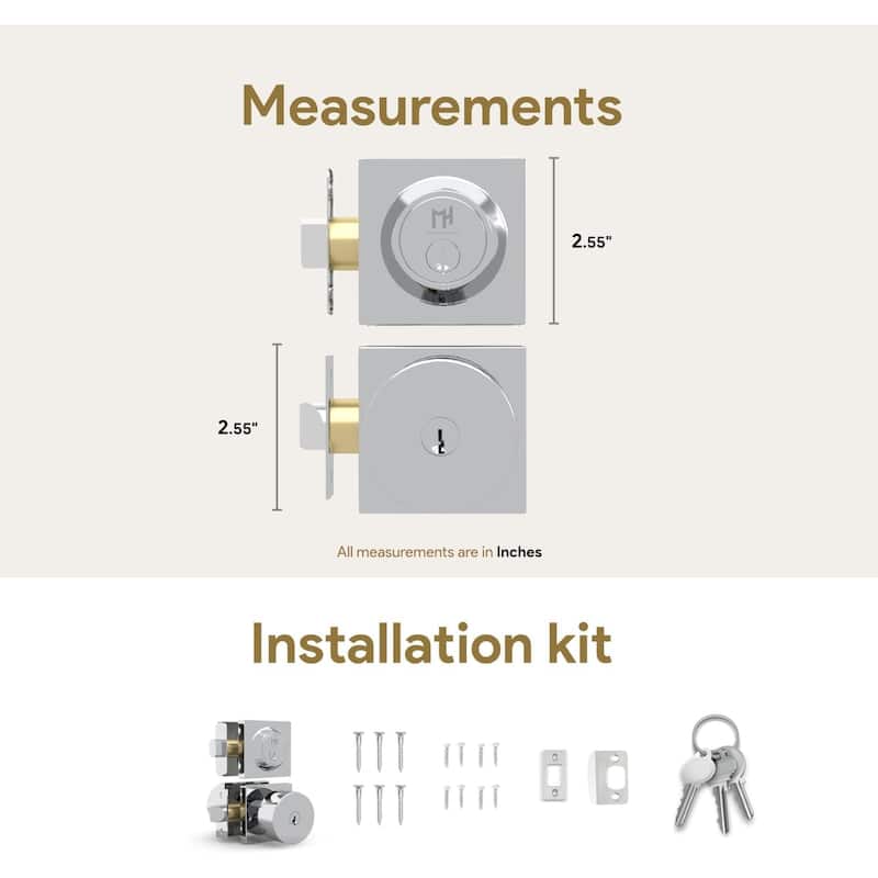 Mega Handles Entry SUANA Door Lock Set with Round Knob and Deadbolt | Keyed Combo | Reversible Handing | Fits Standard Doors