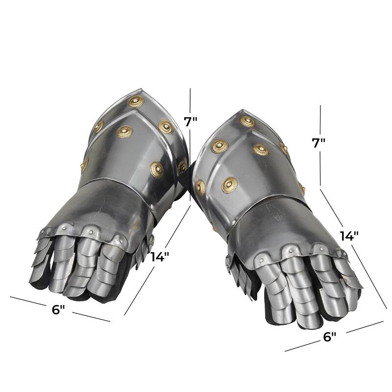 Metal Replica Medieval Armor Gloves - Set of 2 Silver - Roche River Decor