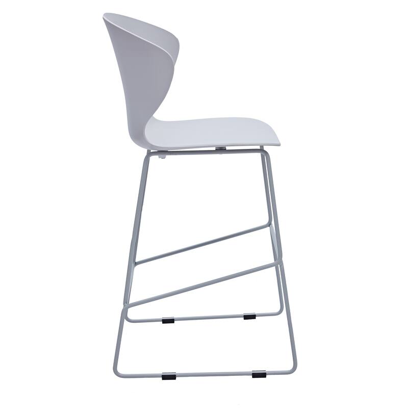 HomeRoots Set of Two 26" Gray Heavy Duty Plastic and Metal Low Back Counter Height Bar Chairs