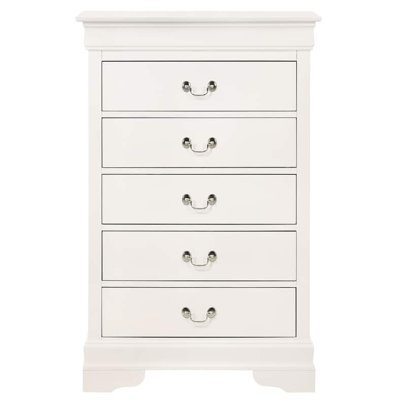 5-Drawer Wooden Bedroom Chest - 48" - White