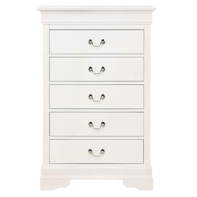 5-Drawer Wooden Bedroom Chest - 48" - White