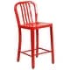 preview thumbnail 65 of 116, 2 Pack 24'' High Metal Indoor-Outdoor Counter Height Stool w/ Vertical Slat Back