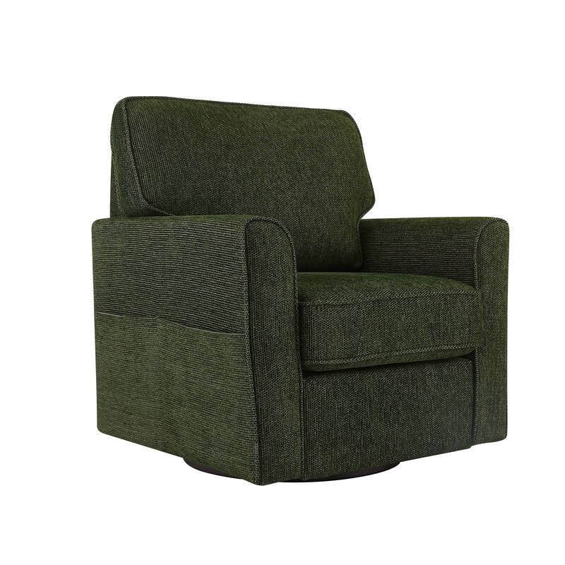 Round Lounge Chair Armchair Swivel Sofa Chair with Side Storage Pockets, Swivel Chair Accent Barrel Chair