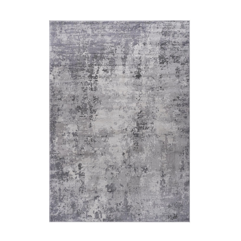 LOOM & LUXE Collection Light Grey/Abstract Non-Shedding Area Rug