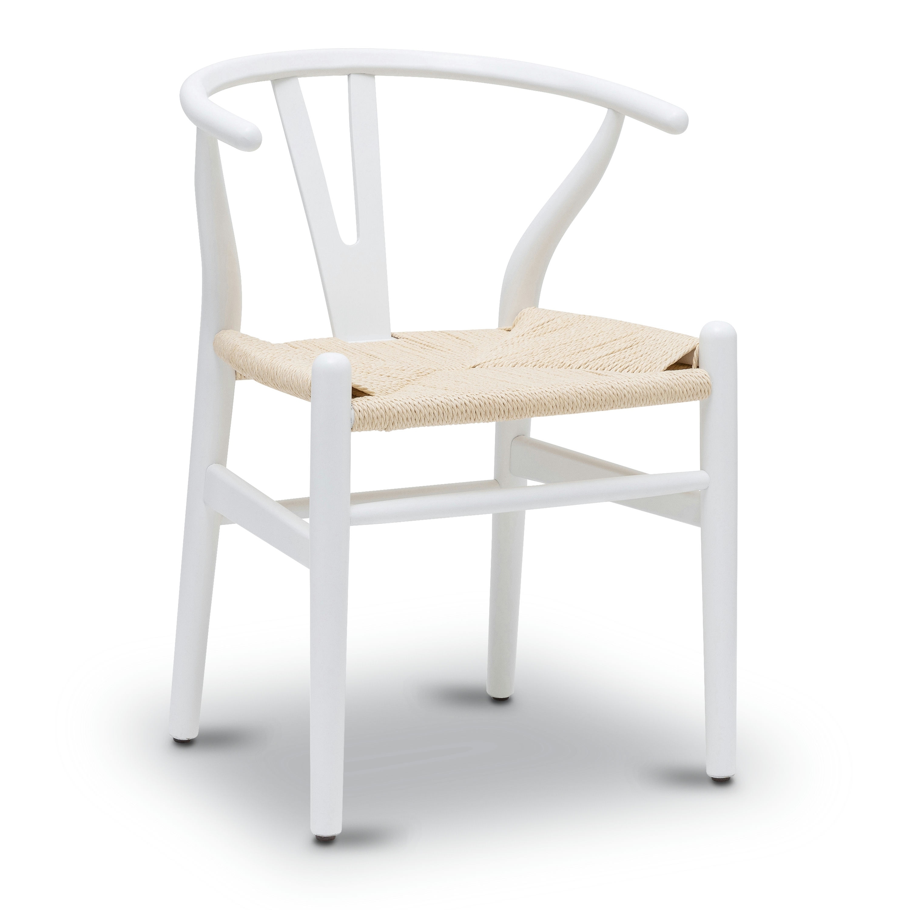 Poly and Bark Weave Chair Solid Wood Frame White