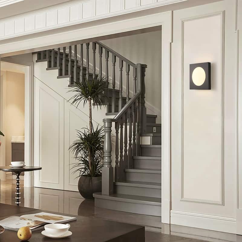 12-in Minimalist Matte Black Rectangle LED Wall Sconce/Flush Mount Ceiling light with Milky White Arcylic Diffuse