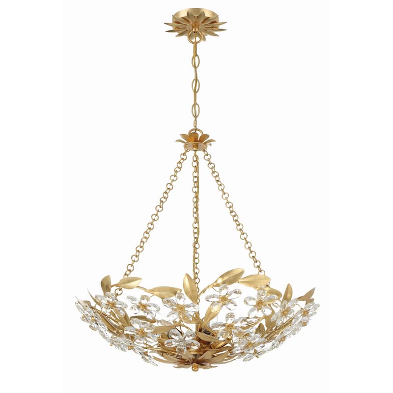 Marselle 6 Light Antique Gold Chandelier - 24"W x 6"H x 24"D