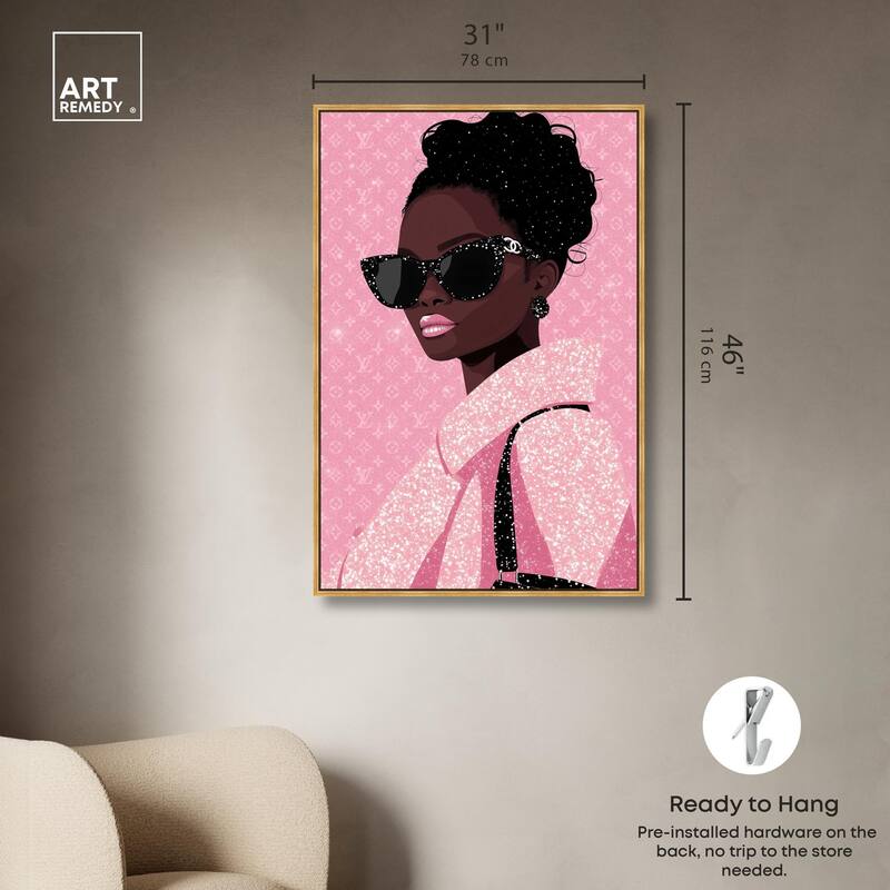 Pink Luxury Woman Canvas by Art Remedy