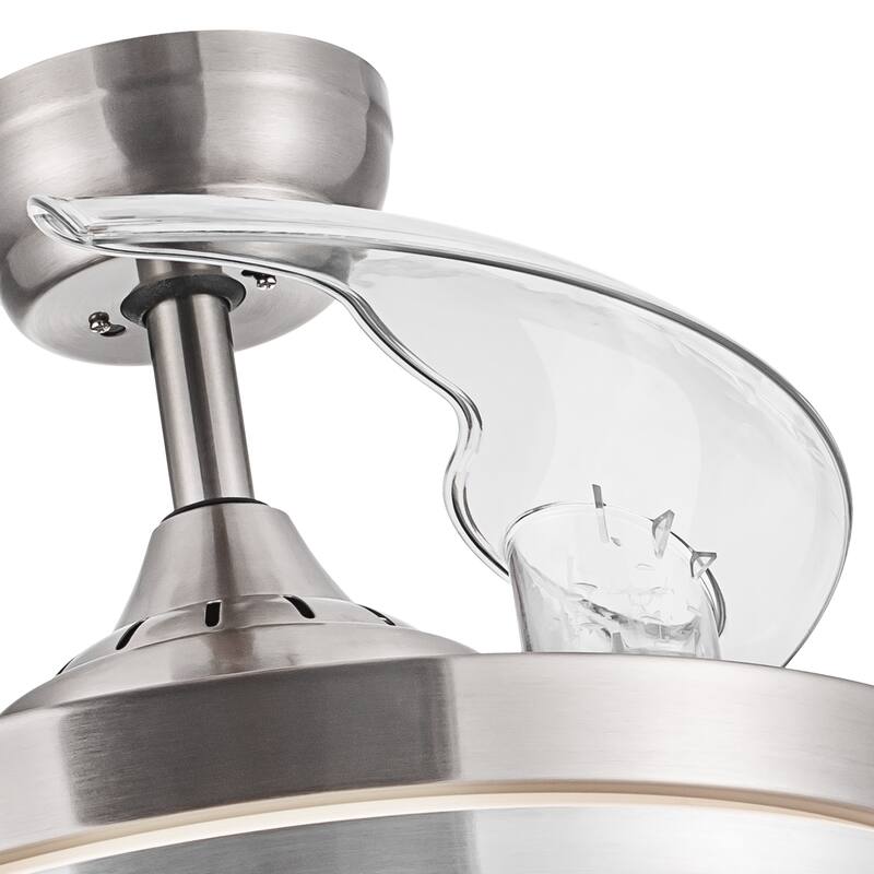 Modern 42 in Brushed Nickel Ceiling Fan with Retractable Blades and DC Motor - 42 INCHES
