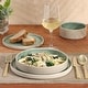 preview thumbnail 10 of 10, Gibson Elite Liberty Bay 16-Piece Pottery Clay Stoneware Stackable Dinnerware Set - Reactive Glaze, Service for 4