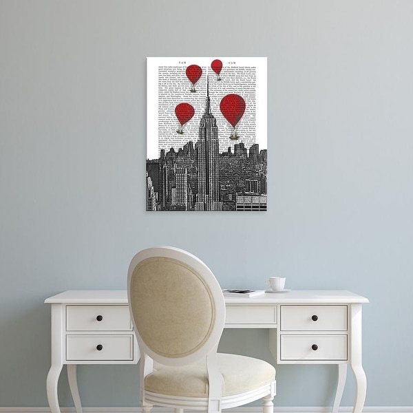 Easy Art Prints Fab Funky's 'Empire State Building and Red Hot Air Balloons' Premium Canvas Art