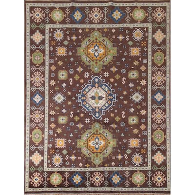 Geometric Kazak Oriental Area Rug Handmade Wool Carpet - 8'0" x 9'11"