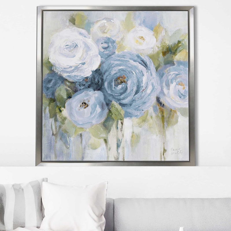 "Softly Blooming In Blue" Print on Floating Canvas