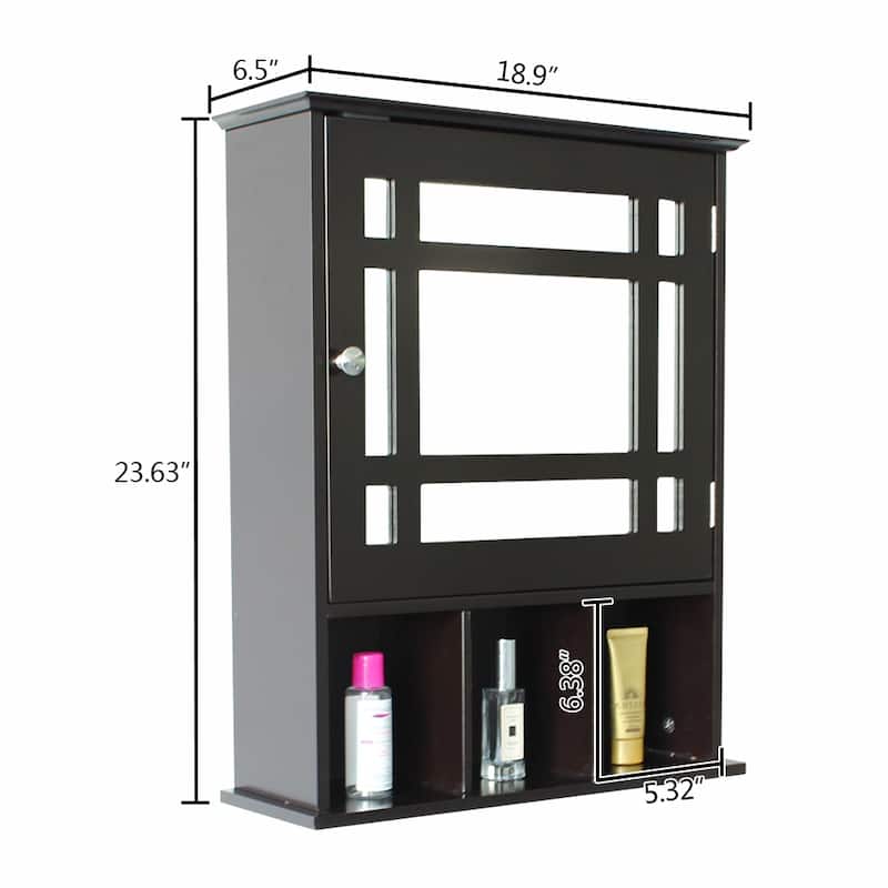 Three Compartment Storage Bathroom Cabinet - Espresso/White