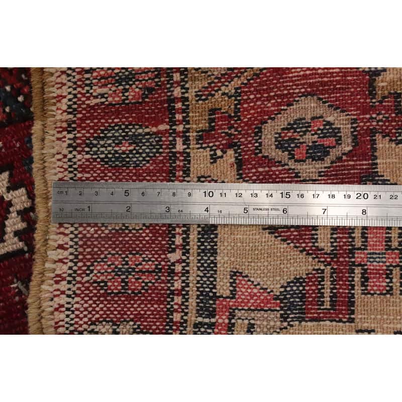 Hand Knotted Oriental 100% Wool Carpet Traditional Tribal Red Gharajeh Area Rug - 13' 8'' X 5' 1''