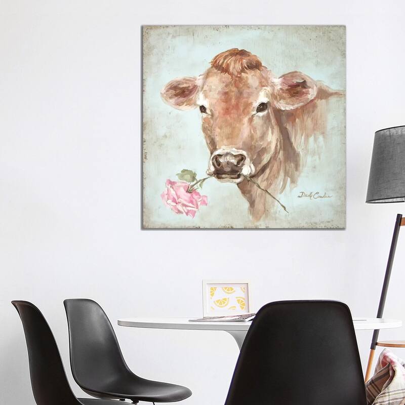 iCanvas 'Cow With Rose' by Debi Coules Canvas Print - 37x37x1.5