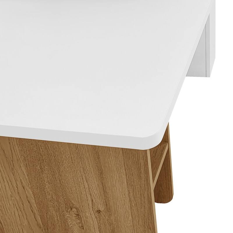 Set of 2 Modern Farmhouse Nesting Coffee Tables, Wood Finish Rectangle Living Room & Sofa Side Tables