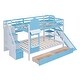 preview thumbnail 4 of 14, Blue Full over Full Size Solid Wood Castle Bunk Bed with Drawers & Slide