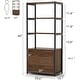 preview thumbnail 4 of 26, 4-Tier Rustic Bookcases with 2 Drawers, Etagere Standard Book Shelves Display Shelf for Home Office