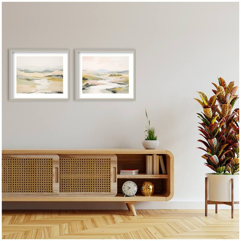 Kate and Laurel Tranquil Landscape No. 1 & No. 2 2 Piece Framed Wall Art Print Set by Amy Lighthall