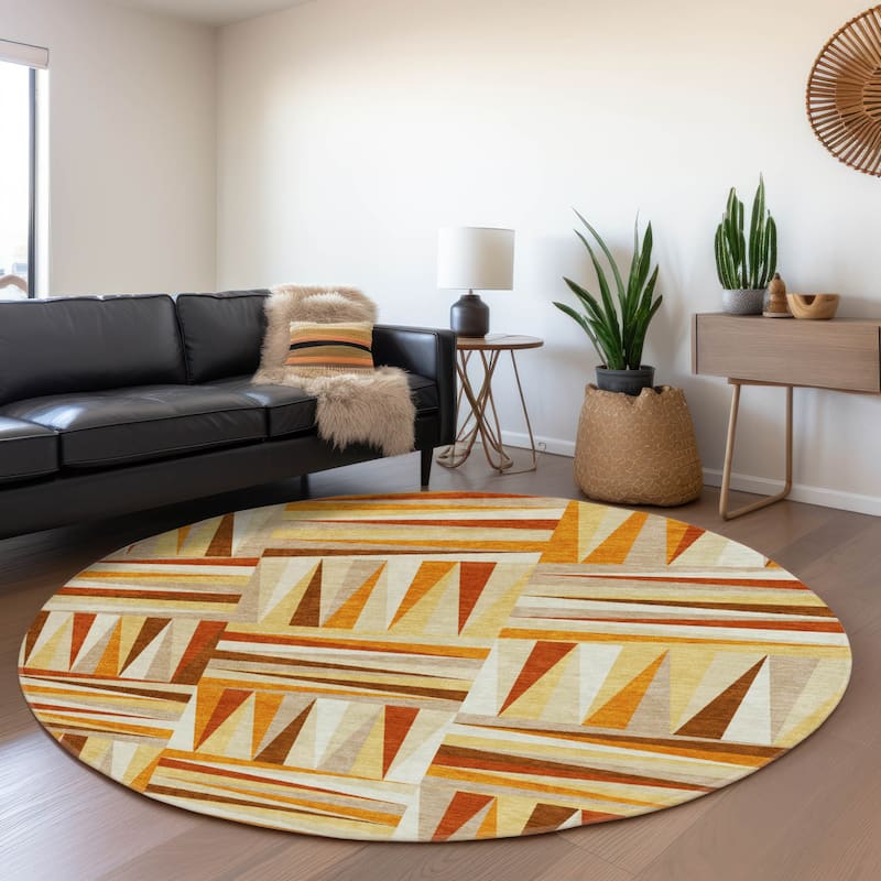 Premium Washable Super Soft Modern Glase Mayfield Rug - Orange - 8' x 8'