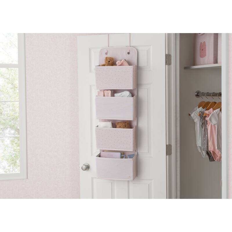 2-Pack Over the Door Storage Organizer with 4 Pockets - Pink
