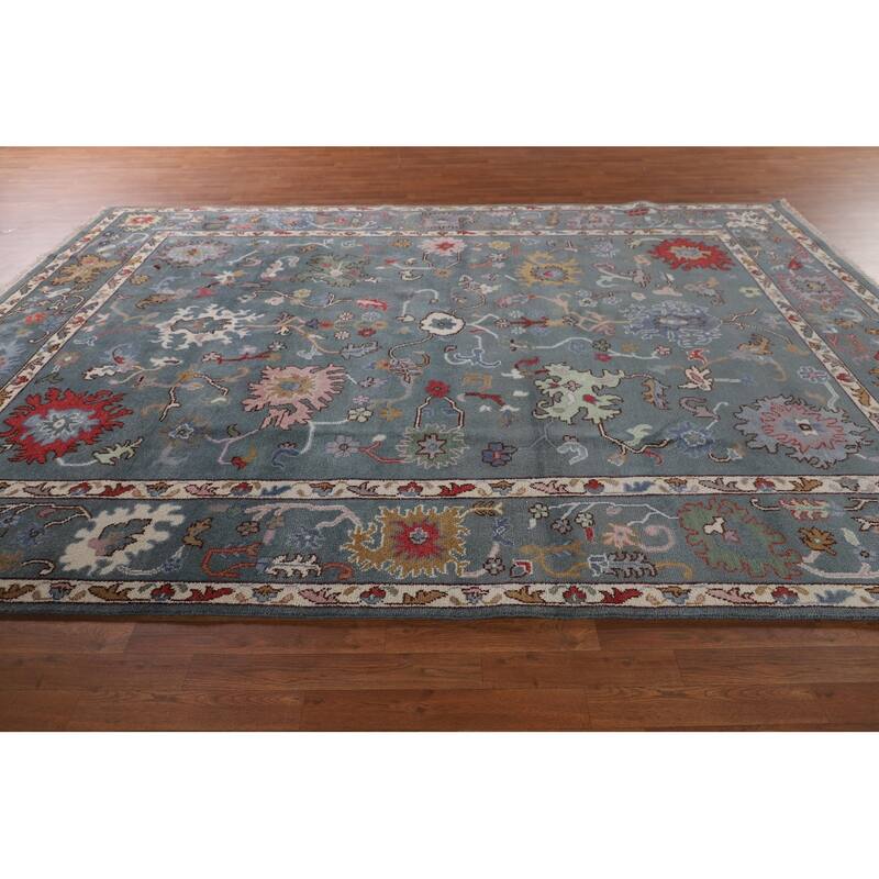 All-Over Floral Oushak Oriental Area Rug Handmade Wool Carpet - 8'10"x 11'11"