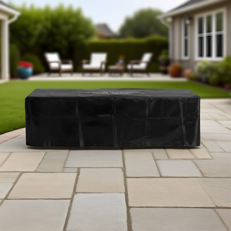 Rossetta 48" Outdoor Adjustable Height Rectangle Fire Pit Table with Concrete Texture