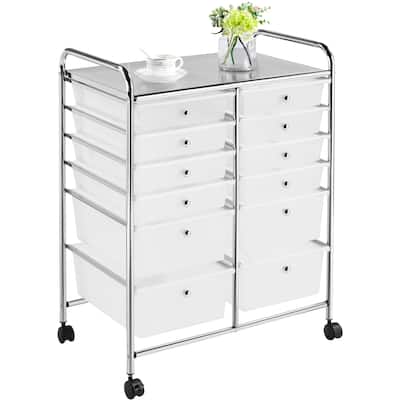 Yaheetech 12-Drawer Storage Cart Organizer with Lockable Wheels